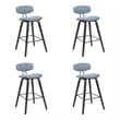 Fox Swivel Bar Height Stool with Blue Seat and Black Brushed Wood- Set of 4