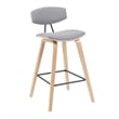 Fox Swivel Counter Height Bar Stool with Grey Seat and Oak Wood Frame- Set of 4