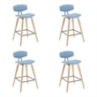 Fox Swivel Counter Height Bar Stool with Light Blue Seat and Oak Wood- Set of 4