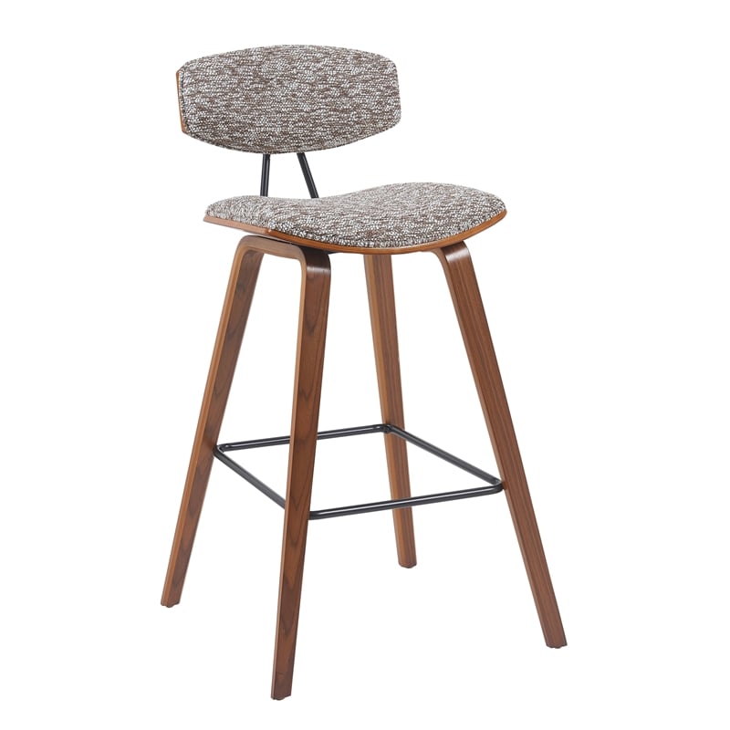 Fox Swivel Bar Height Stool with Speckled Brown Seat and Walnut Wood- Set of 3