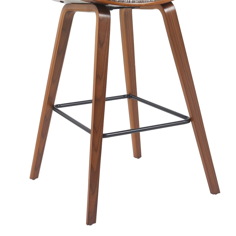 Fox Swivel Bar Height Stool with Speckled Brown Seat and Walnut Wood- Set of 3