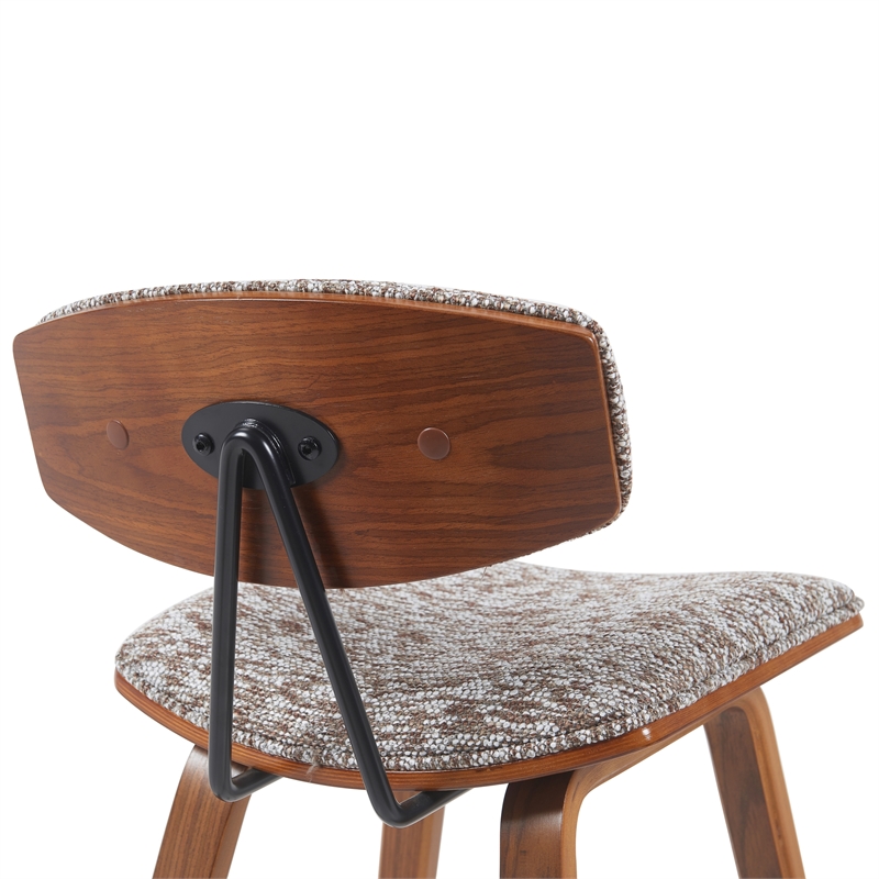 Fox Swivel Bar Height Stool with Speckled Brown Seat and Walnut Wood- Set of 4