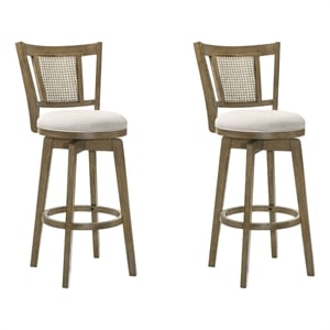 Isla 26&quot Putty Brown Counter Height Swivel Barstool with Cream Seat - Set of 2
