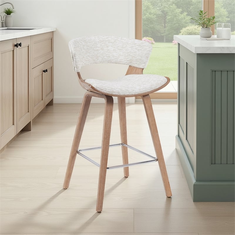 Jagger Counter Height Bar Stool in White Wash with Oatmeal Upholstered Seat