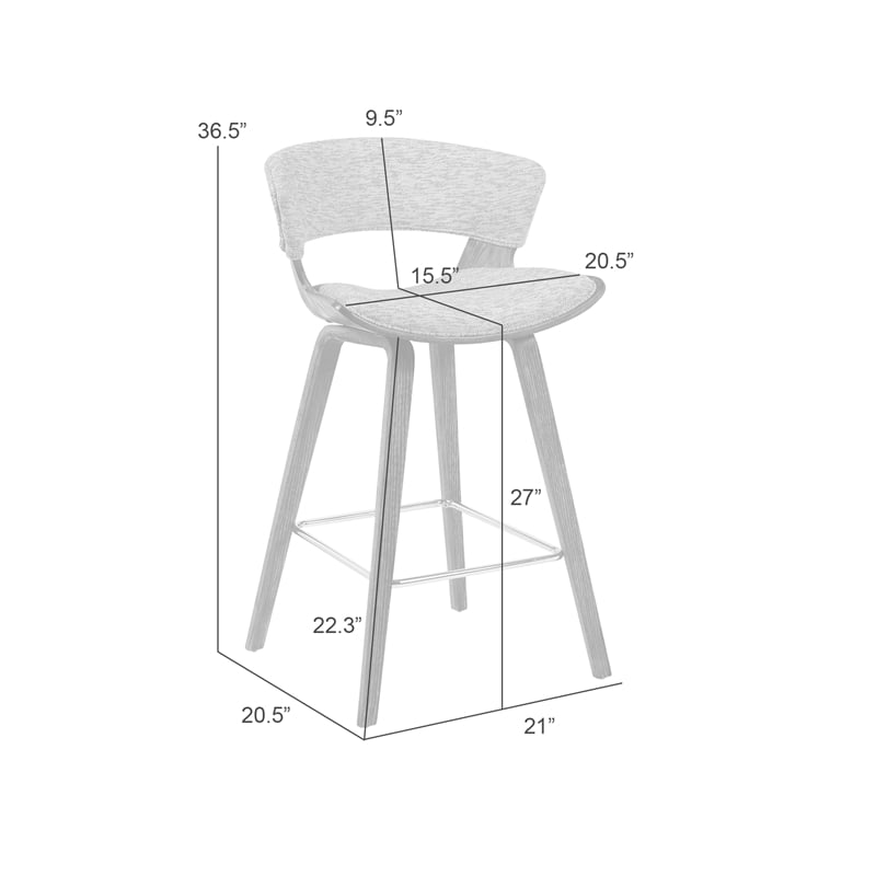 Jagger Counter Height Bar Stool in White Wash with Oatmeal Upholstered Seat