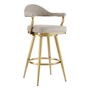 Justin 26&quot Swivel Counter Stool with Gold Brushed SS and Taupe Fabric