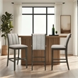 Nolan 30 in. Dark Roast Bar Height Rubberwood Barstool with Grey Fabric Seat