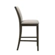 Nolan 30 in. Dark Roast Bar Height Rubberwood Barstool with Grey Fabric Seat