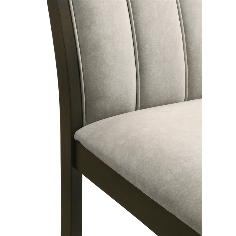 Nolan 30 in. Dark Roast Bar Height Rubberwood Barstool with Grey Fabric Seat