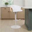 Solstice Adjustable Swivel Barstool in Ivory with White Seat/Oak Wood Accents