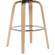 Sonia Swivel Bar Height Stool with Black Upholstered Seat/Oak Wood- Set of 4