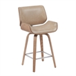 Tyler Counter Height Swivel Bar Stool in White Wash Wood/Brown Seat- Set of 2
