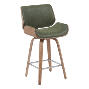 Tyler Counter Height Swivel Bar Stool in White Wash Wood/Vintage Green