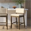 Yaneli Counter Height Bar Stool in Putty Brown with White Fabric Seat - Set of 2