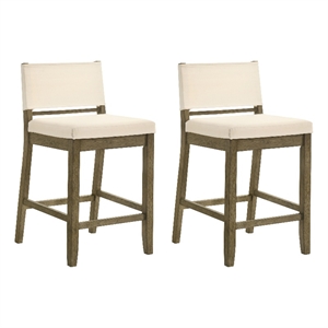 Yaneli Counter Height Bar Stool in Putty Brown with White Fabric Seat - Set of 2
