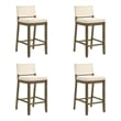 Yaneli Bar Height Bar Stool in Putty Brown with White Fabric Seat - Set of 4