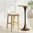Annikah Wood Bar Height Kitchen Bar Stool in Amber with White Boucle - Set of 2