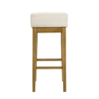 Annikah Wood Bar Height Kitchen Bar Stool in Amber with White Boucle - Set of 2