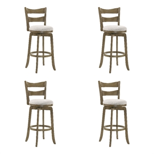 Blair 30&quot Putty Brown Bar Height Swivel Barstool w/ Cream Fabric Seat - Set of 4