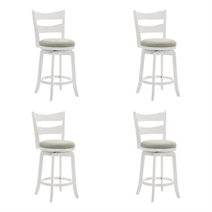 Blair 30&quot Matte White Bar Height Swivel Barstool with Fog Fabric Seat - Set of 4
