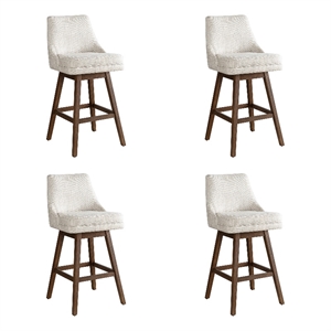 Branson Brown 30&quot Bar Height Swivel Barstool in Beige Fabric Seat - Set of 4