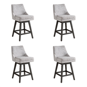 Branson Gray 26&quot Counter Height Swivel Barstool/Gray Fabric Seat - Set of 4