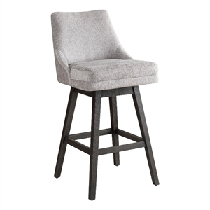 Branson Gray Solid Wood 30&quot Bar Height Swivel Barstool with Gray Fabric Seat