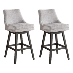 Branson Gray 30&quot Bar Height Swivel Barstool with Gray Fabric Seat - Set of 2