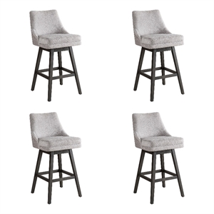 Branson Gray 30&quot Bar Height Swivel Barstool with Gray Fabric Seat - Set of 4