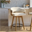 Callah Counter Height Bar Stool in Amber Glow with White Boucle Fabric Seat