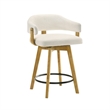 Callah Counter Height Bar Stool in Amber Glow/White Boucle Fabric - Set of 3