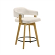 Callah Counter Height Bar Stool in Amber Glow/White Boucle Fabric - Set of 3