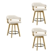 Callah Counter Height Bar Stool in Amber Glow/White Boucle Fabric - Set of 3