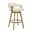 Callah Bar Height Bar Stool in Amber Glow with White Boucle Fabric Seat