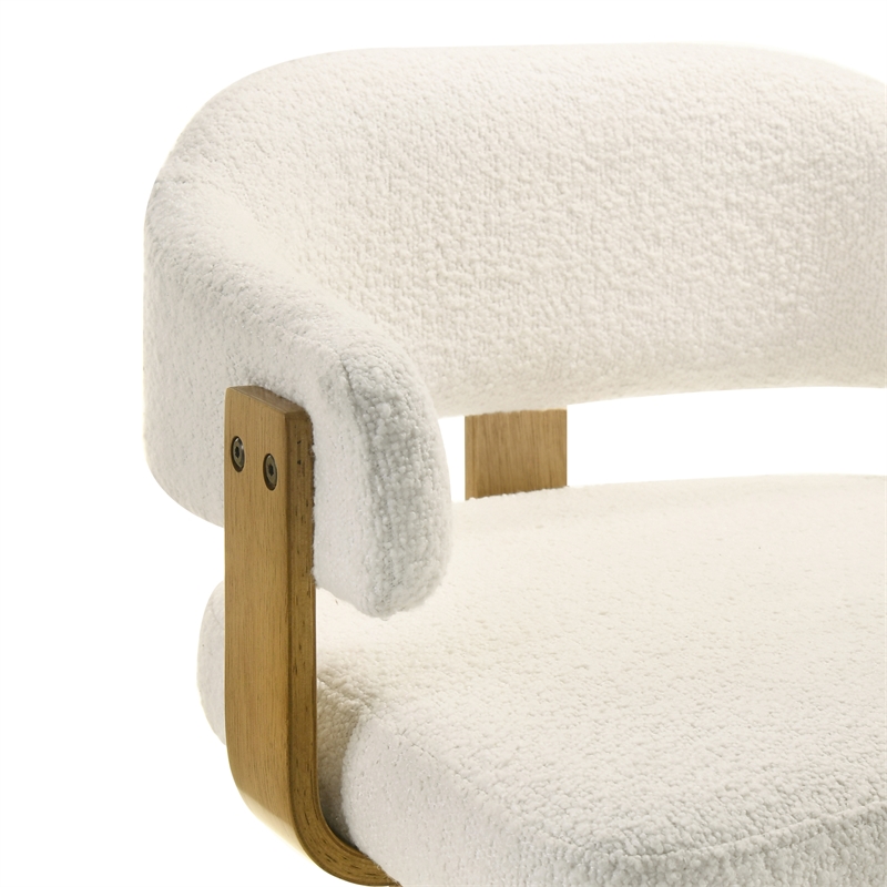 Callah Bar Height Bar Stool in Amber Glow with White Boucle Fabric Seat