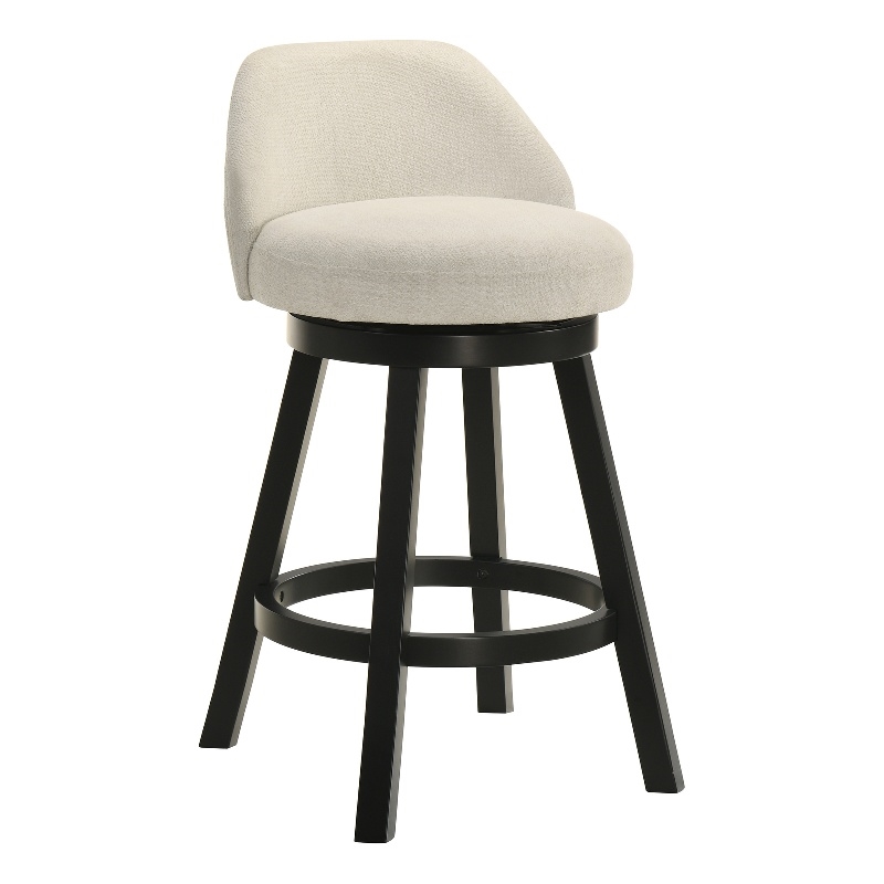 Erika Swivel Wood Counter Height Kitchen Bar Stool in Black with Cream Seat