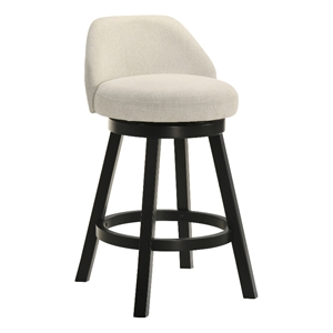Erika Swivel Wood Counter Height Kitchen Bar Stool in Black with Cream Seat