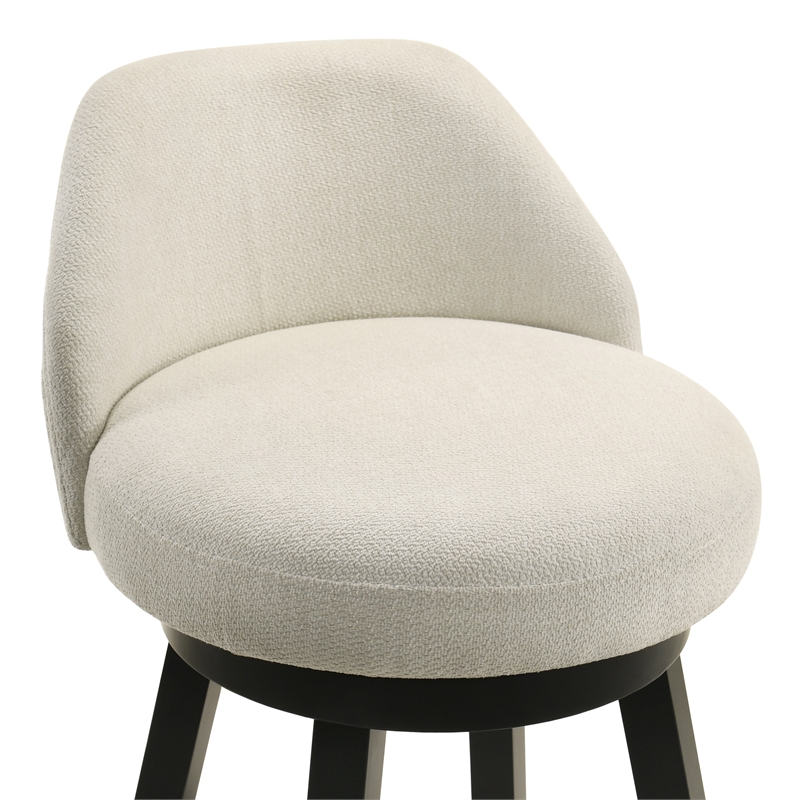 Erika Swivel Wood Counter Height Kitchen Bar Stool in Black w/ Cream - Set of 4