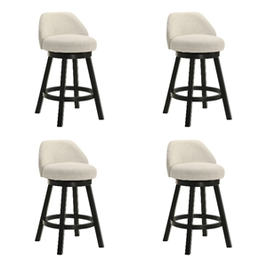 Erika Swivel Wood Counter Height Kitchen Bar Stool in Black w/ Cream - Set of 4