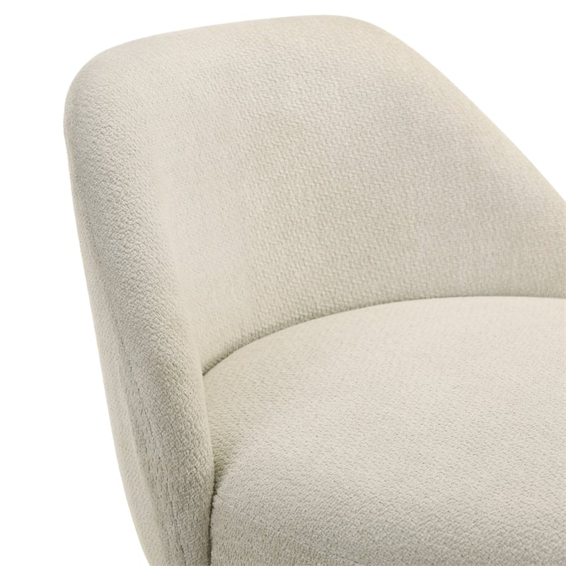 Erika Swivel Wood Bar Height Kitchen Bar Stool in Black with Cream Fabric Seat