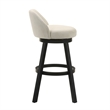 Erika Swivel Wood Bar Height Kitchen Bar Stool in Black w/ Cream Seat - Set of 4