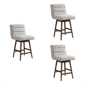 Elias Brown Solid Wood 26&quot Counter Height Swivel Barstool/Morning Fog - Set of 3