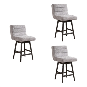 Elias Gray 26&quot Counter Height Swivel Barstool/Gray Fabric Seat - Set of 3