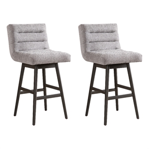 Elias Gray 30&quot Bar Height Swivel Barstool with Gray Fabric Seat - Set of 2