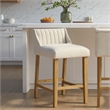 Fauna Wood Counter Height Bar Stool in Amber with White Boucle Seat - Set of 2