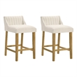 Fauna Wood Counter Height Bar Stool in Amber with White Boucle Seat - Set of 2
