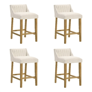 Fauna Wood Counter Height Bar Stool in Amber with White Boucle Seat - Set of 4