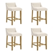 Fauna Wood Counter Height Bar Stool in Amber with White Boucle Seat - Set of 4