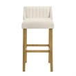 Fauna Wood Bar Height Kitchen Bar Stool in Amber/White Boucle Seat - Set of 4