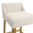 Fauna Wood Bar Height Kitchen Bar Stool in Amber/White Boucle Seat - Set of 4